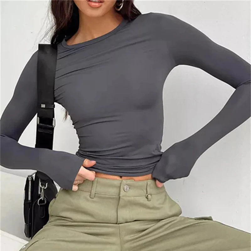 Women Long Sleeve T Shirt Slim Fit