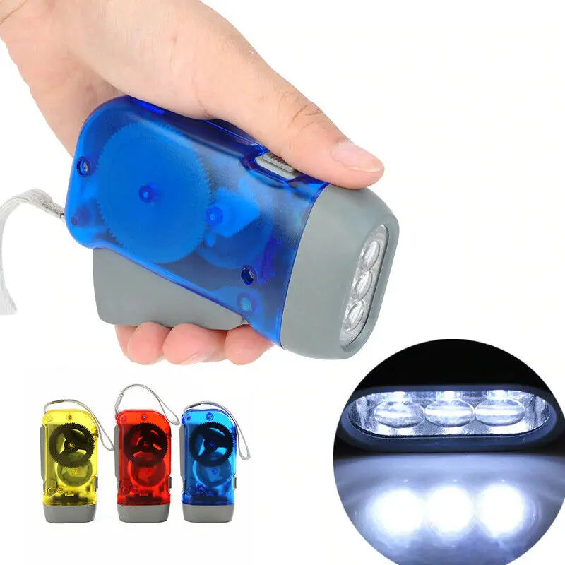 3 LED Hand Pressing Dynamo Wind Up Flashlight No Battery