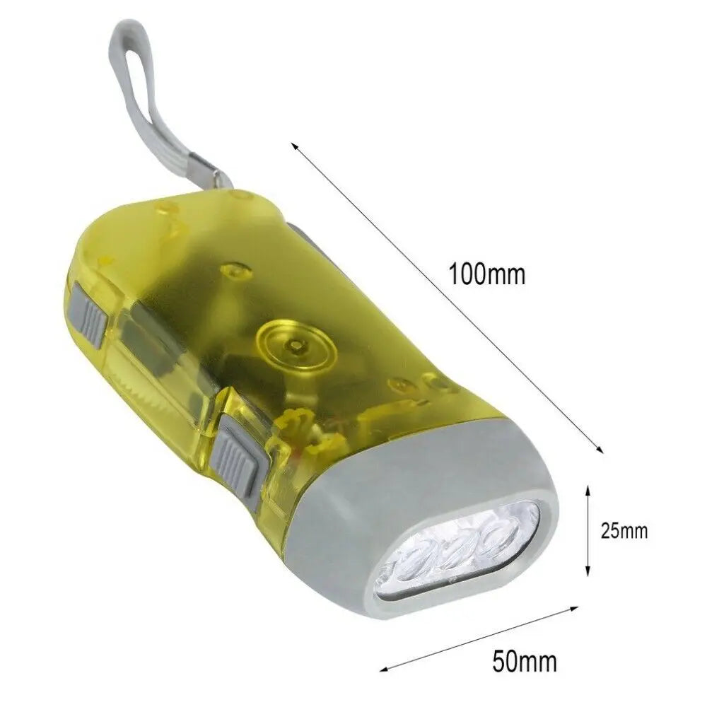 3 LED Hand Pressing Dynamo Wind Up Flashlight No Battery