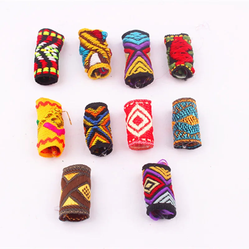 Mix Fabric Dread Dreadlock Beads Clips  10-100pcs