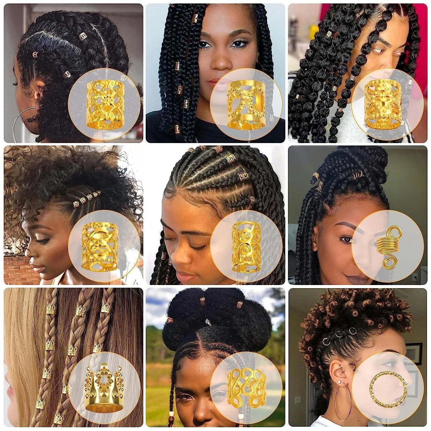 220pcs Gold Loc Jewelry For Braids,