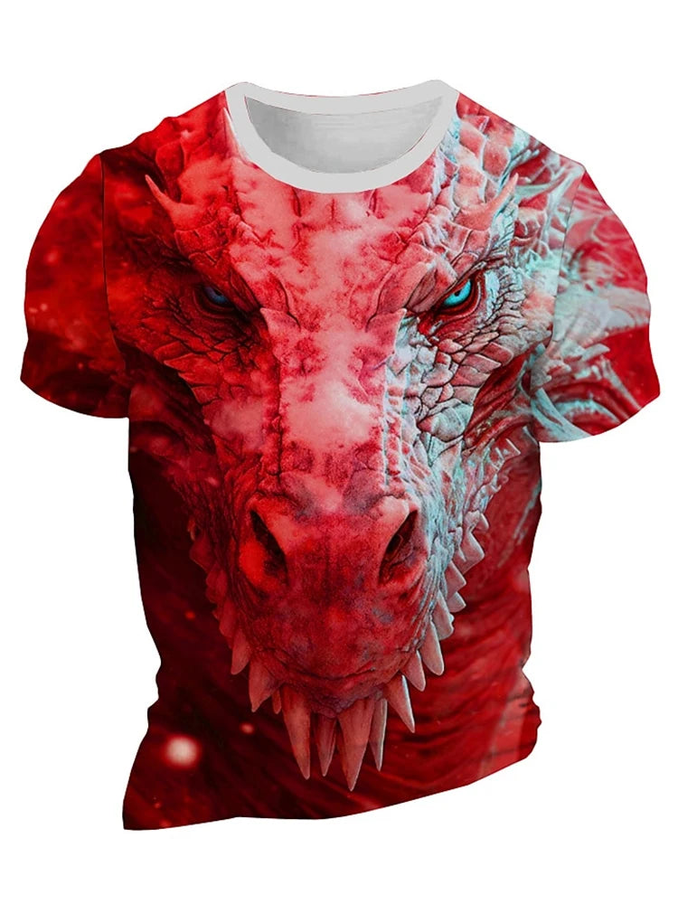 3D Dragon Print Men's T-shirt Short Sleeve