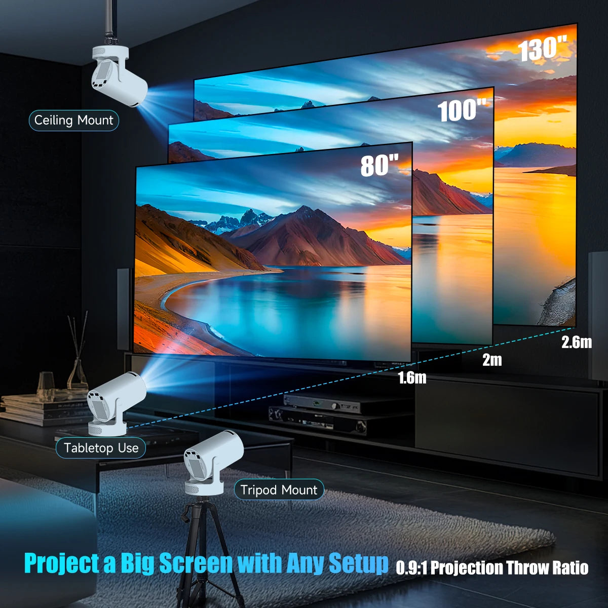 Magcubic 4K HY300 Pro + Projector Built in 5W Speaker  Android Dual Wifi Outdoor Portable Projector