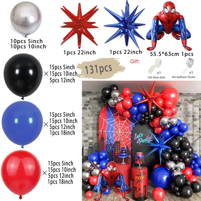 1set Kids Birthday Balloons Garland Arch Kit Spiderman