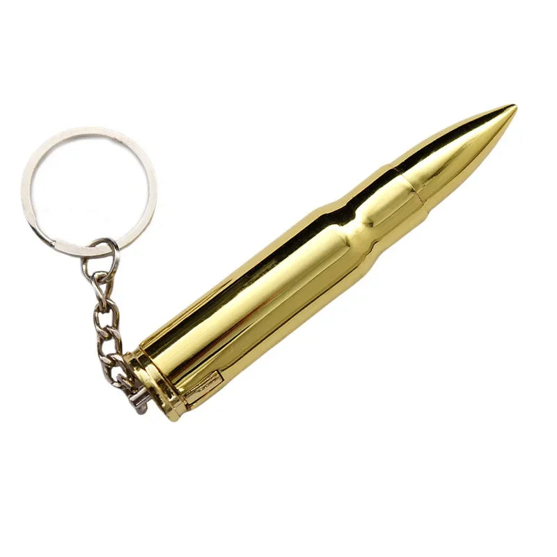 Bullet-shaped Refillable Butane Gas Lighter Keychain