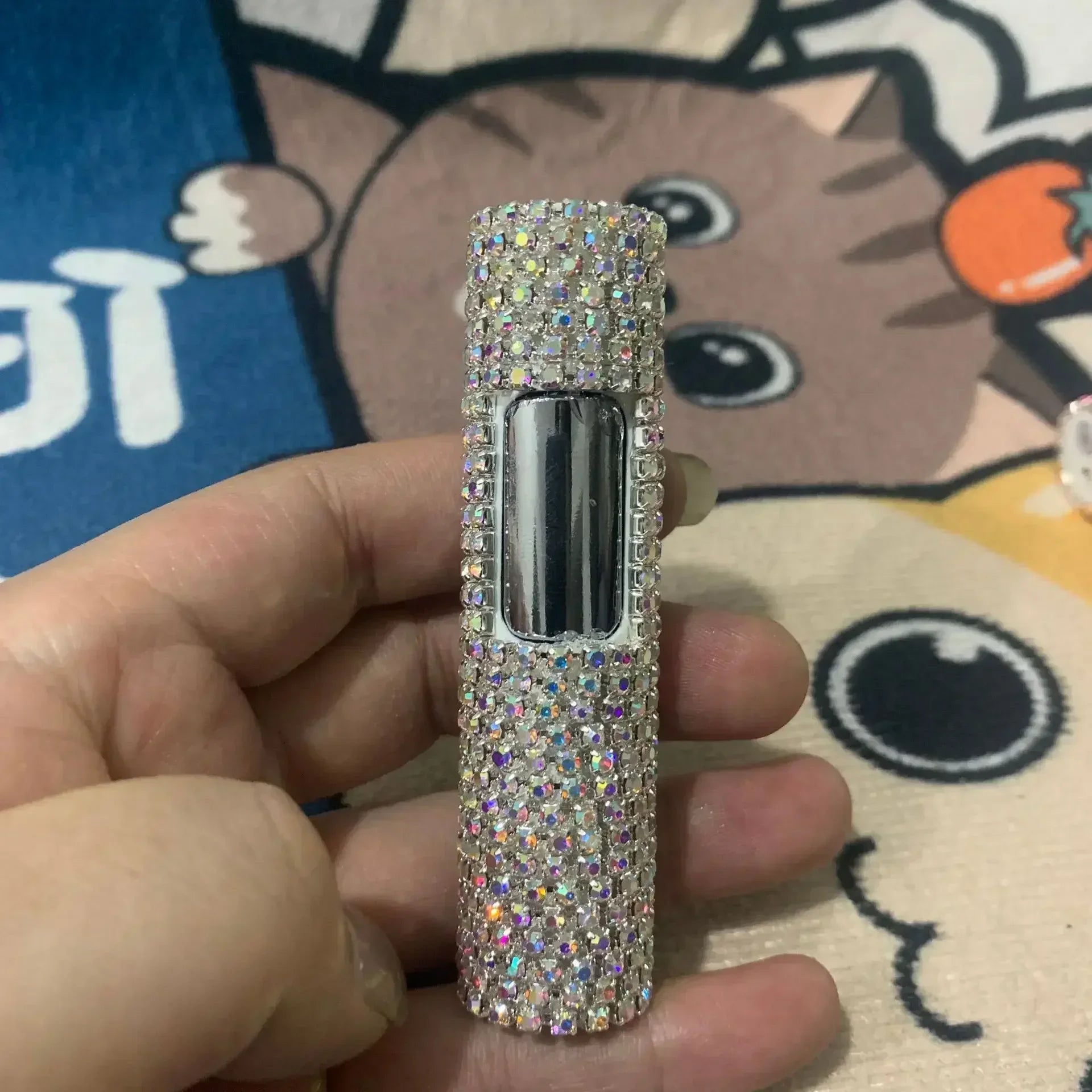 , Full Rhinestone Butane Gas Torch Lighter, Pink Flame