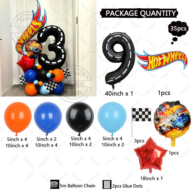 35pcs Hot Wheels Theme Birthday Party Balloon