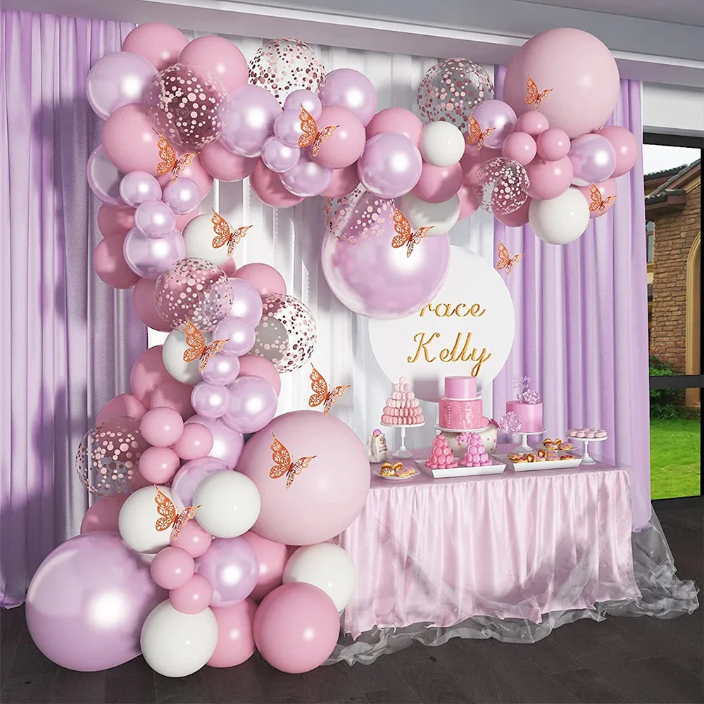 60/136pcs Pink Balloon Arch Party Set