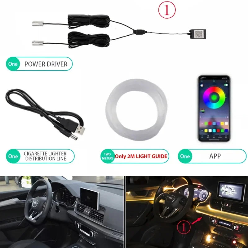 Flexible  Wire Lights With App Control  12V Car Interior Neon RGB Led Strip