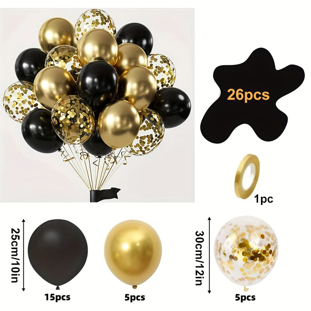 16pcs Black Metallic Balloons