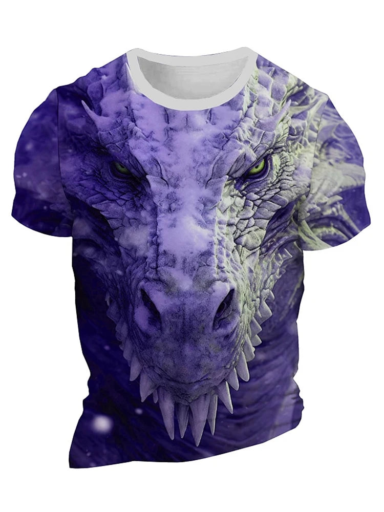 3D Dragon Print Men's T-shirt Short Sleeve