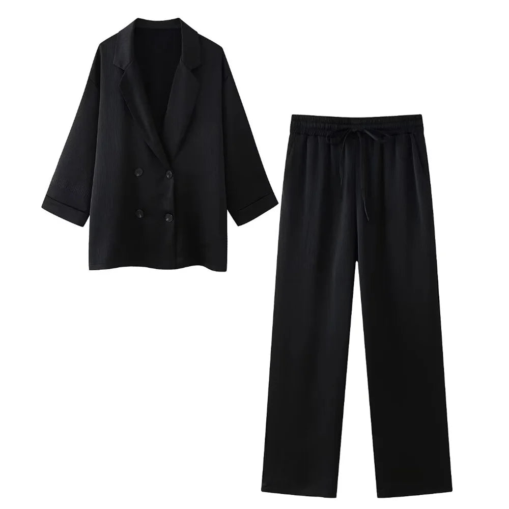 Wrinkle Effect Suit Jacket Pants Set