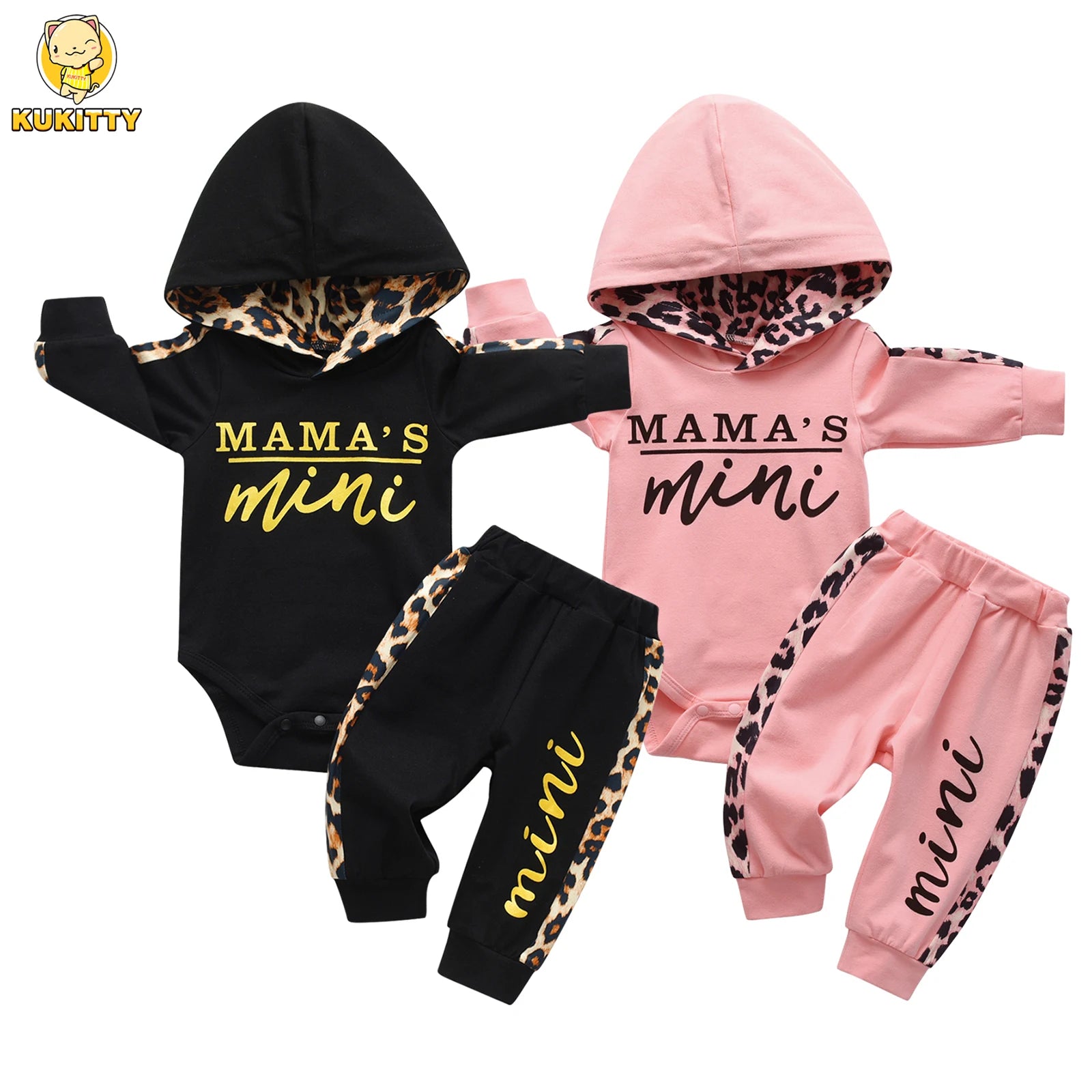 2PCS Newborn Baby Girl Long Sleeve Hooded Top and Pants