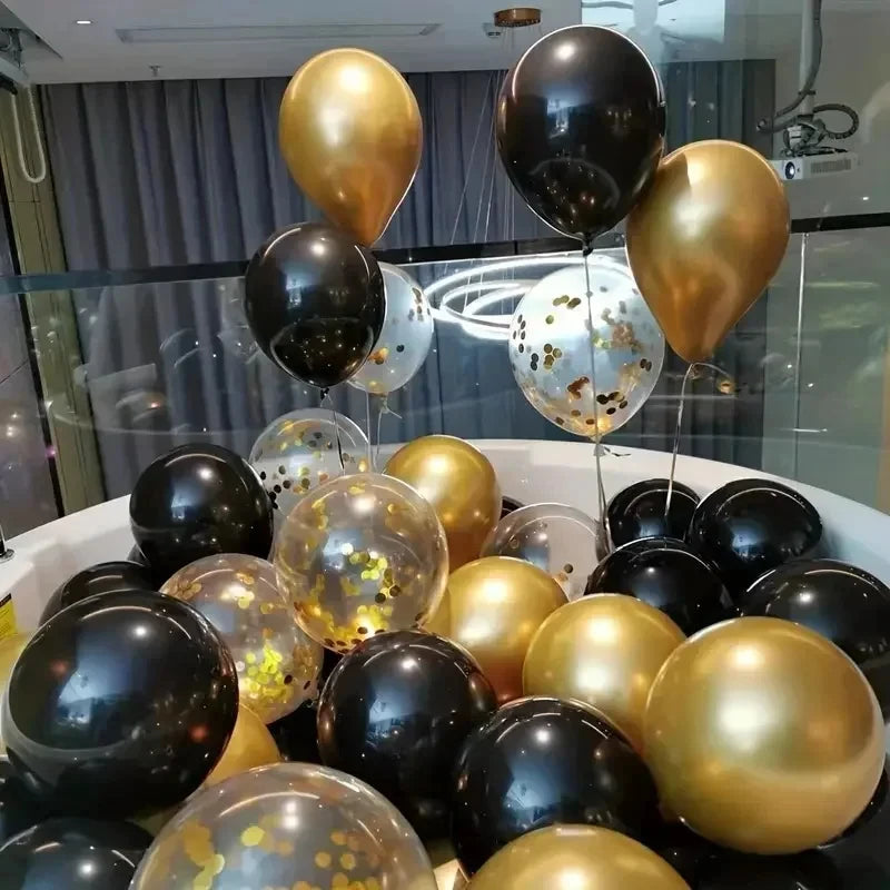 16pcs Black Metallic Balloons