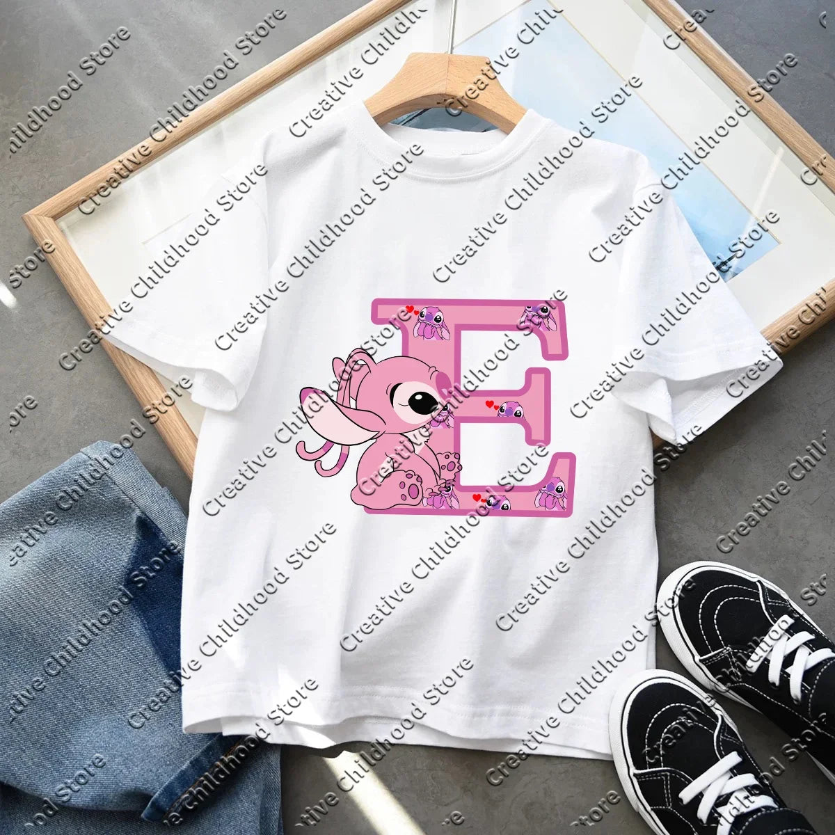 Stitch Angel Letter A B C D T-shirt