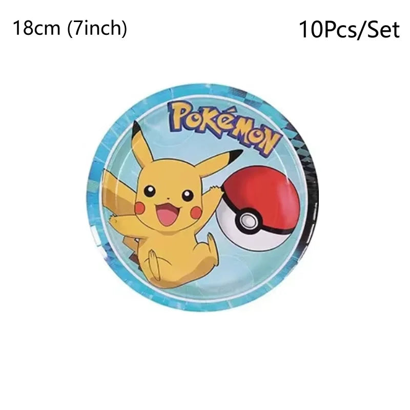 Pokemon Birthday Party Decor Disposable Tableware