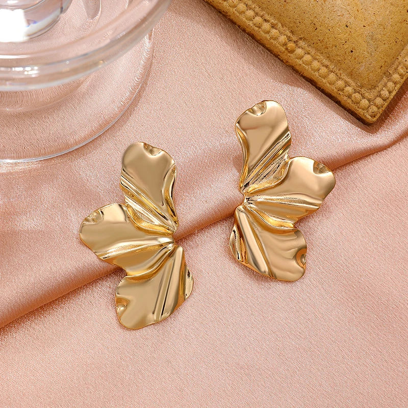 Stainless Steel Chic Half Flower Stud Earrings