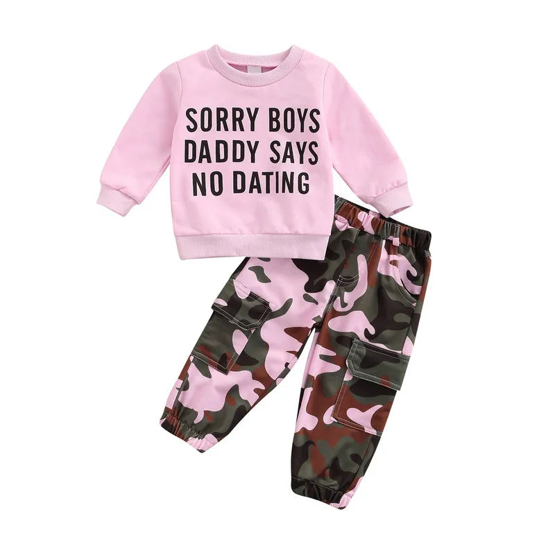 Girls  Long Sleeve  Tops and Camouflage Pants