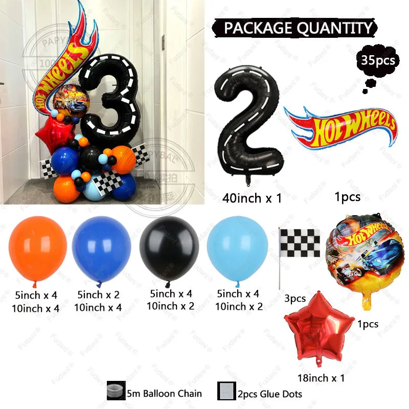 35pcs Hot Wheels Theme Birthday Party Balloon