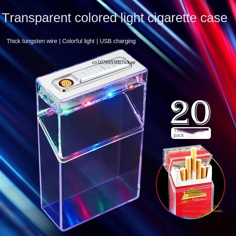 Transparent Cigarette Case with Lighter, All-in-one