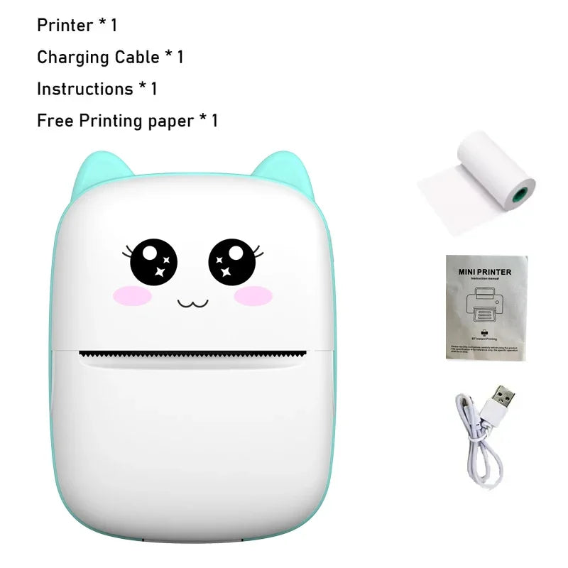 Portable  mini cat  photo pocket label printer 58mm  wireless Bluetooth Android iOS printers