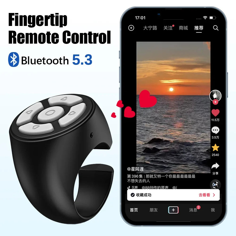 Scrolling Ring Wireless Finger  Remote Control Page Turner Bluetoothcompatible