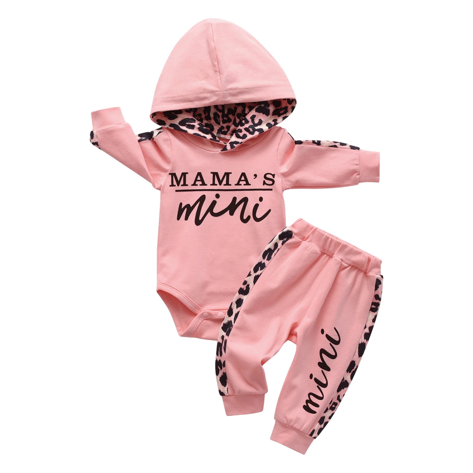 2PCS Newborn Baby Girl Long Sleeve Hooded Top and Pants