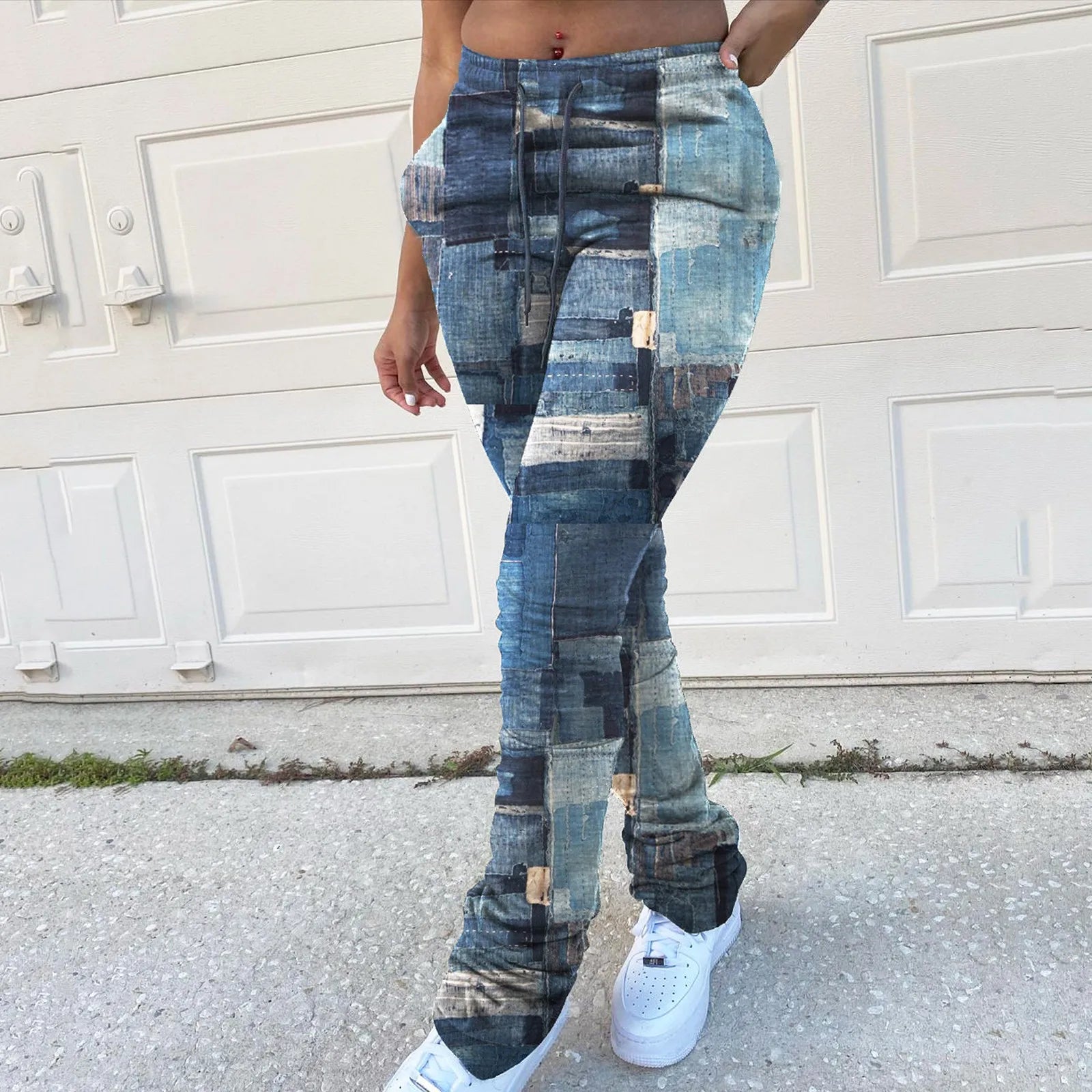 Patchwork Print Jeans