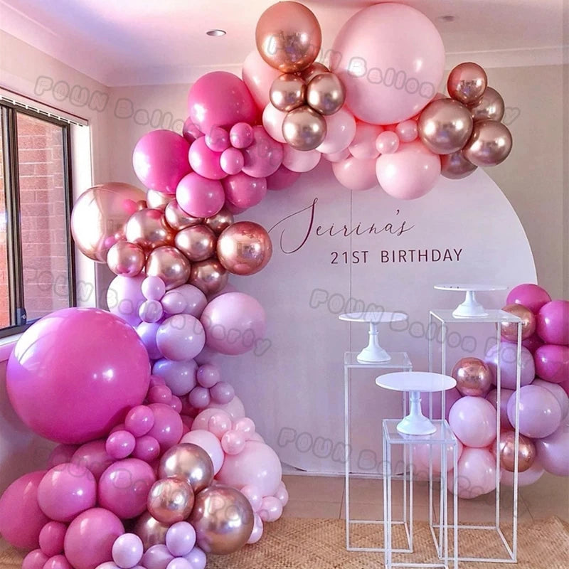 Pink Theme Star Balloons Garland Arch Kit