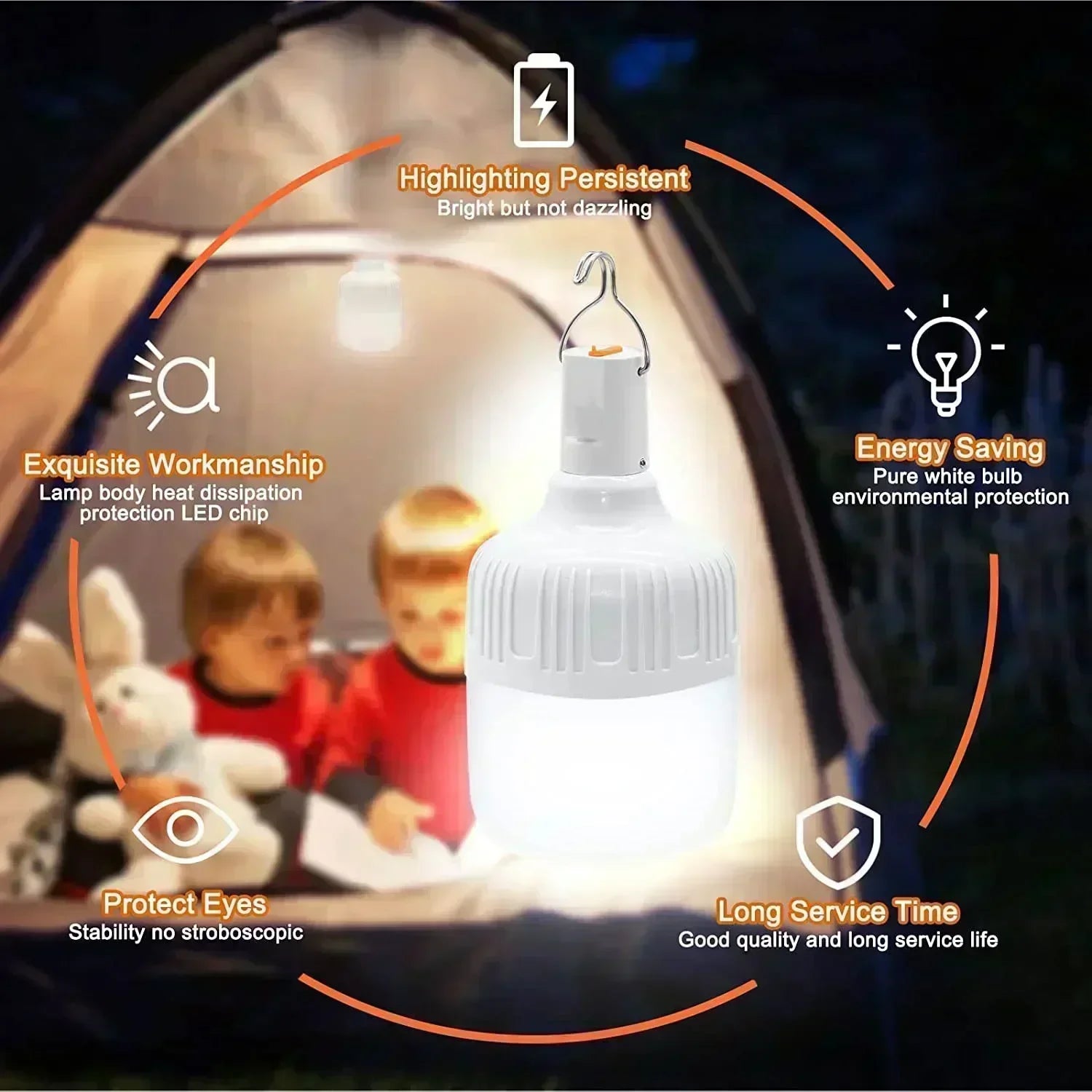 60W Emergency Light Outdoor Camping Supplies  USB Rechargeable