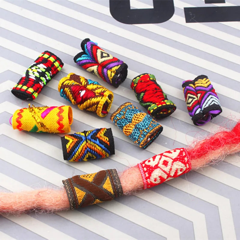 Mix Fabric Dread Dreadlock Beads Clips  10-100pcs