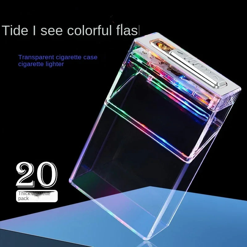 Transparent Cigarette Case with Lighter, All-in-one