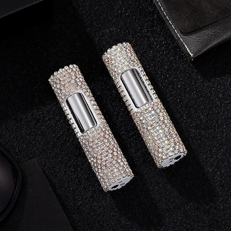 , Full Rhinestone Butane Gas Torch Lighter, Pink Flame