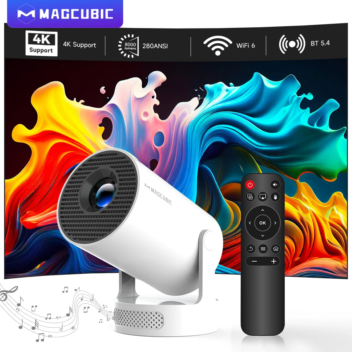 Magcubic 4K HY300 Pro + Projector Built in 5W Speaker  Android Dual Wifi Outdoor Portable Projector