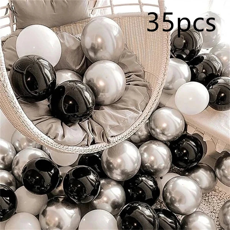 16pcs Black Metallic Balloons