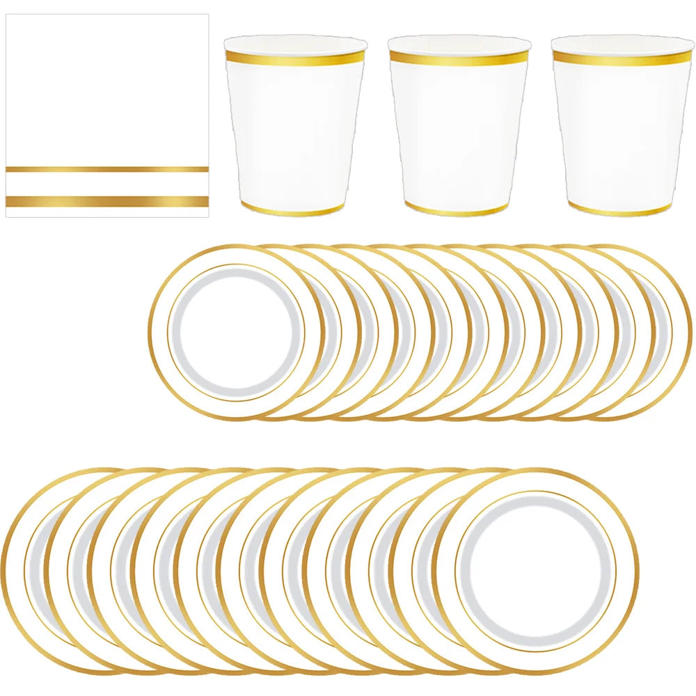 Gold Stamping Theme Party Disposable Tableware