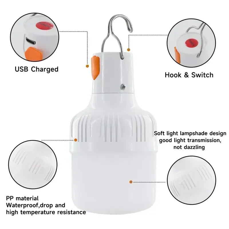 60W Emergency Light Outdoor Camping Supplies  USB Rechargeable