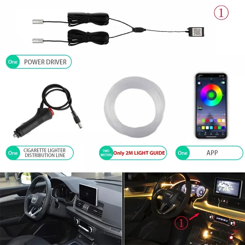 Flexible  Wire Lights With App Control  12V Car Interior Neon RGB Led Strip