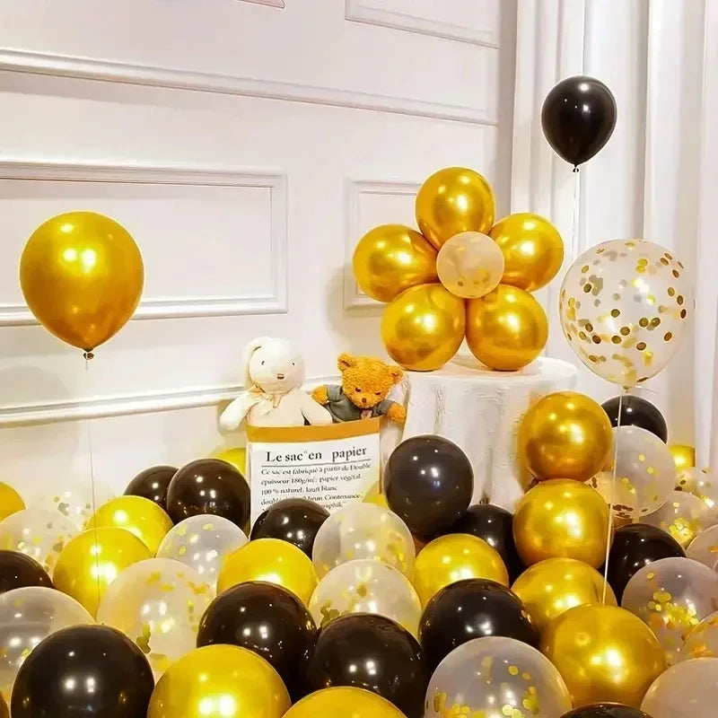 16pcs Black Metallic Balloons