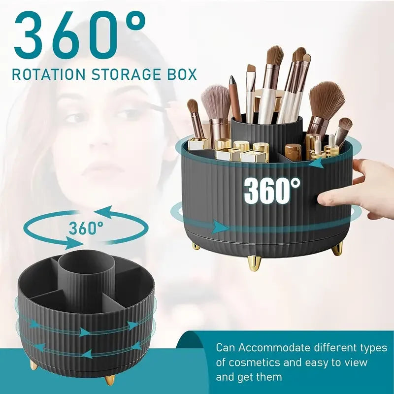 360° Rotating  Makeup Brushes Holder Organizer