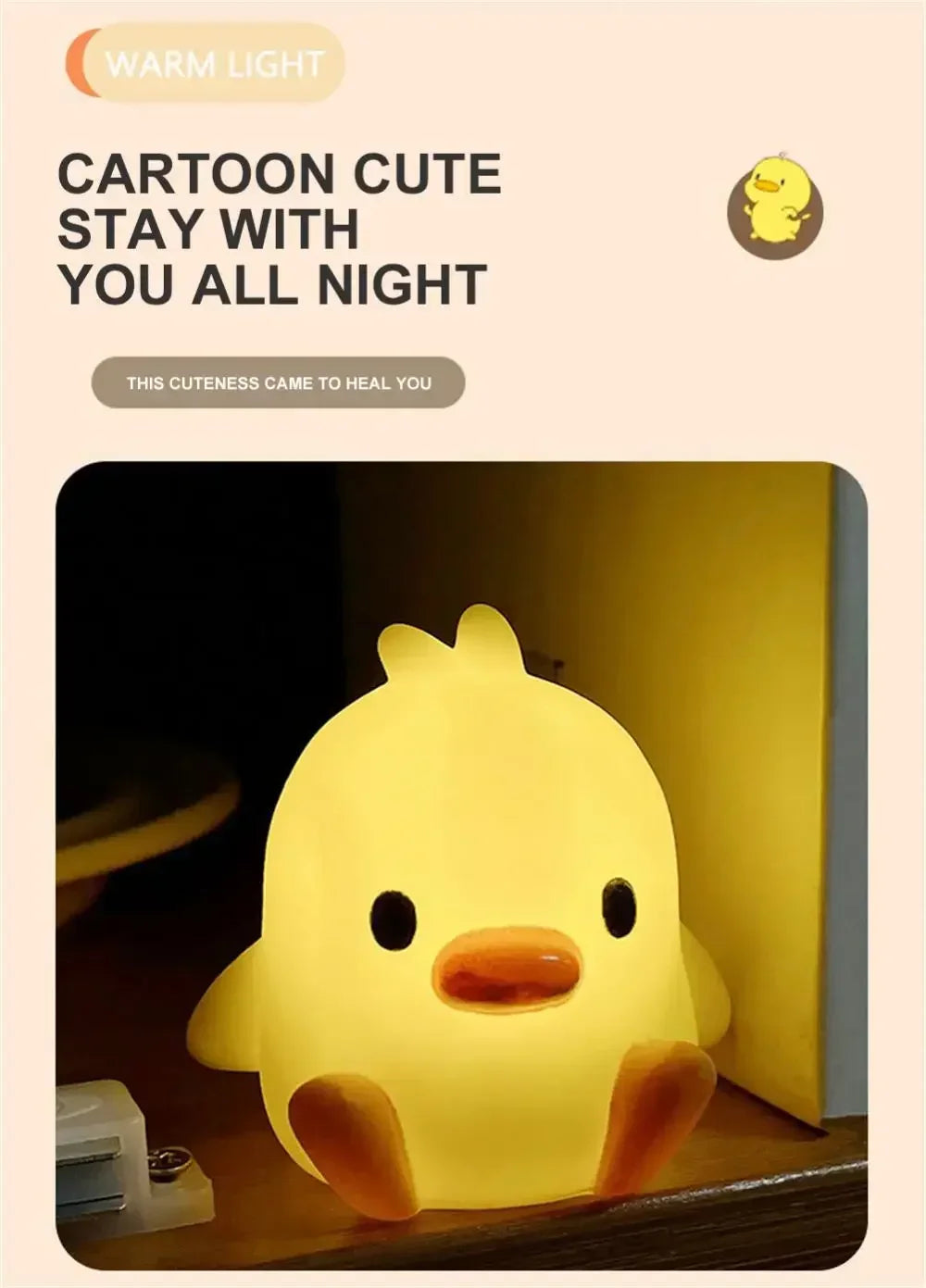 LED Yellow Duck Desk Lamp with Soft Light