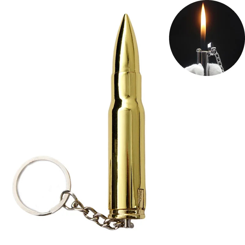 Bullet-shaped Refillable Butane Gas Lighter Keychain