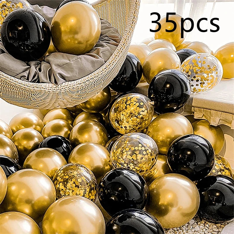 16pcs Black Metallic Balloons