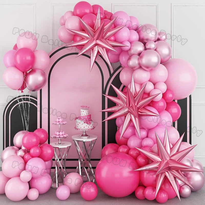 Pink Theme Star Balloons Garland Arch Kit