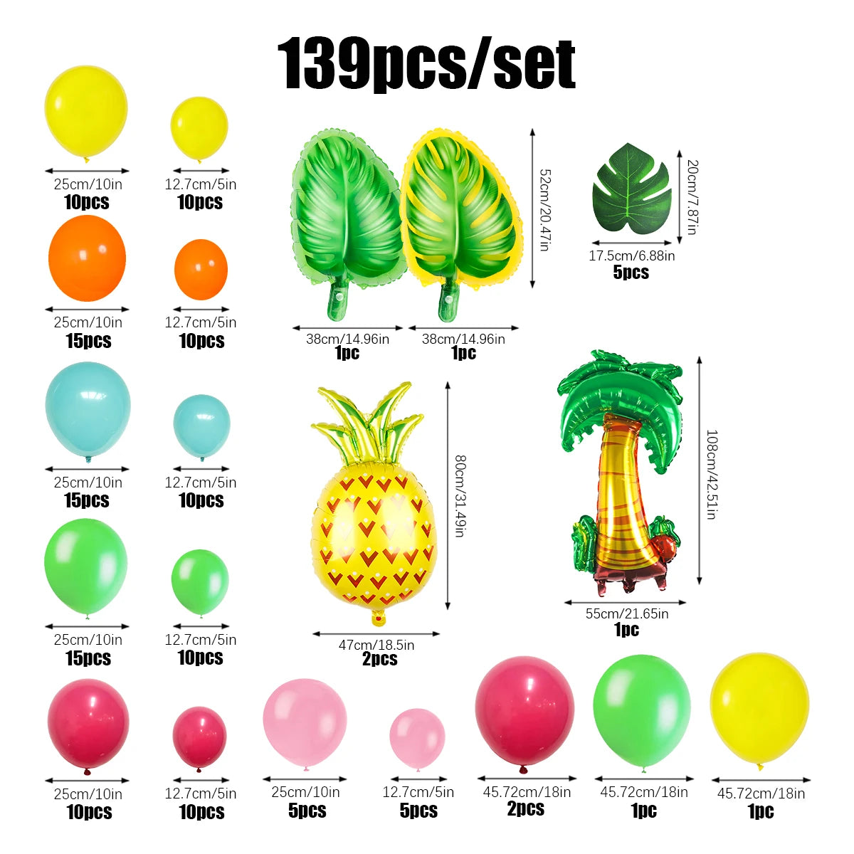 139pcs Tropical Balloon Garland Kit,