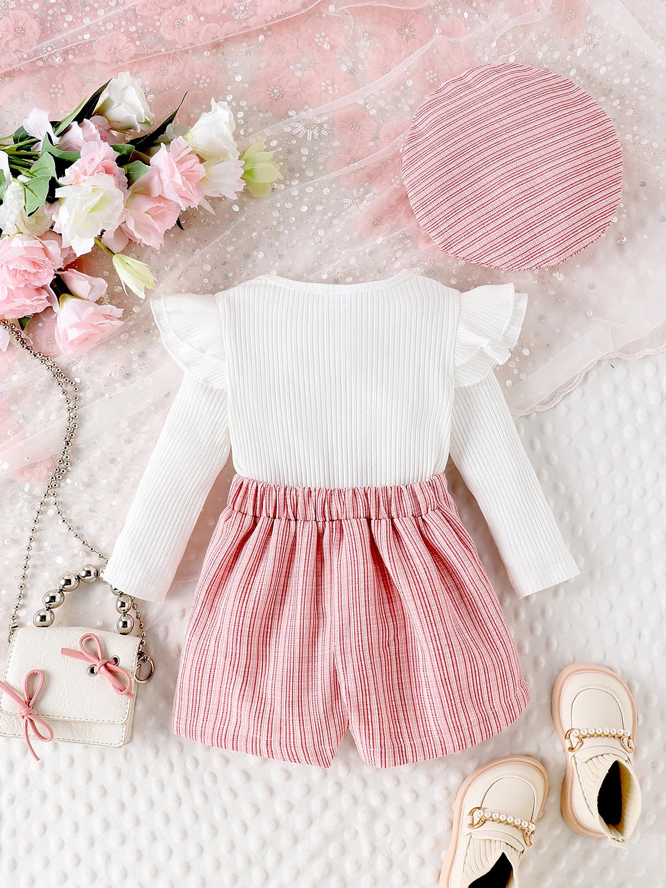 3PC set White Top + Shorts + Hat