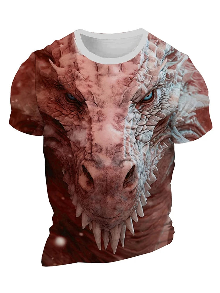 3D Dragon Print Men's T-shirt Short Sleeve