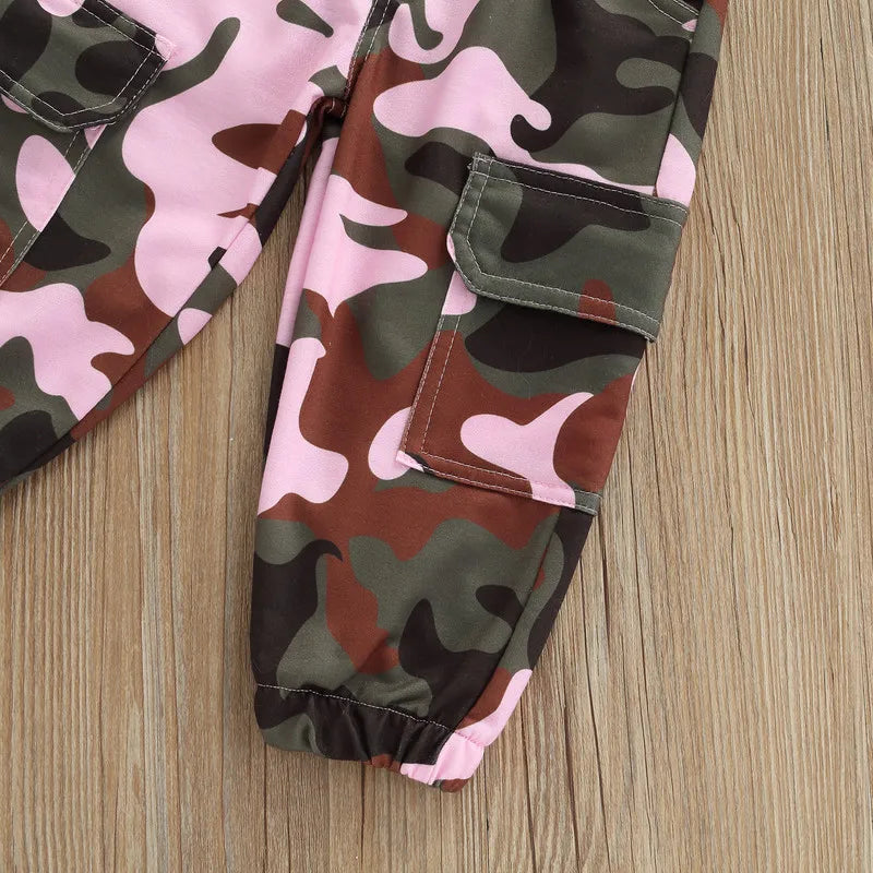 Girls  Long Sleeve  Tops and Camouflage Pants