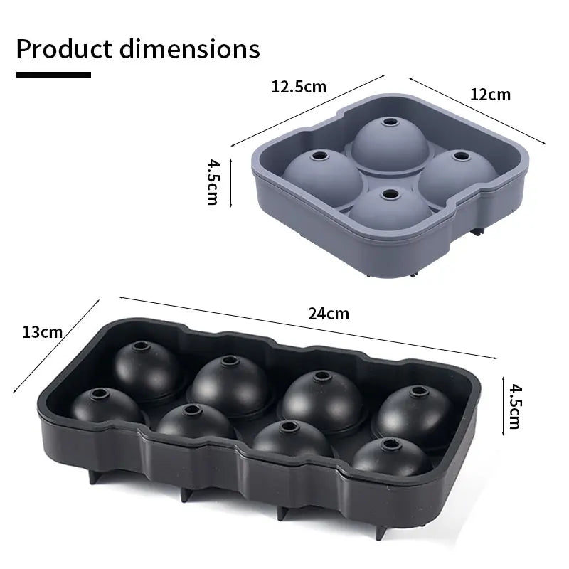 Large Sphere Ice Cube Molds 4/8 Grid  Leak-free  Easy Fill & Release Ice