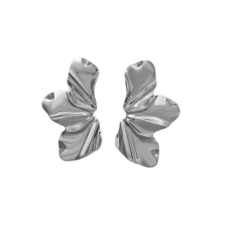 Stainless Steel Chic Half Flower Stud Earrings